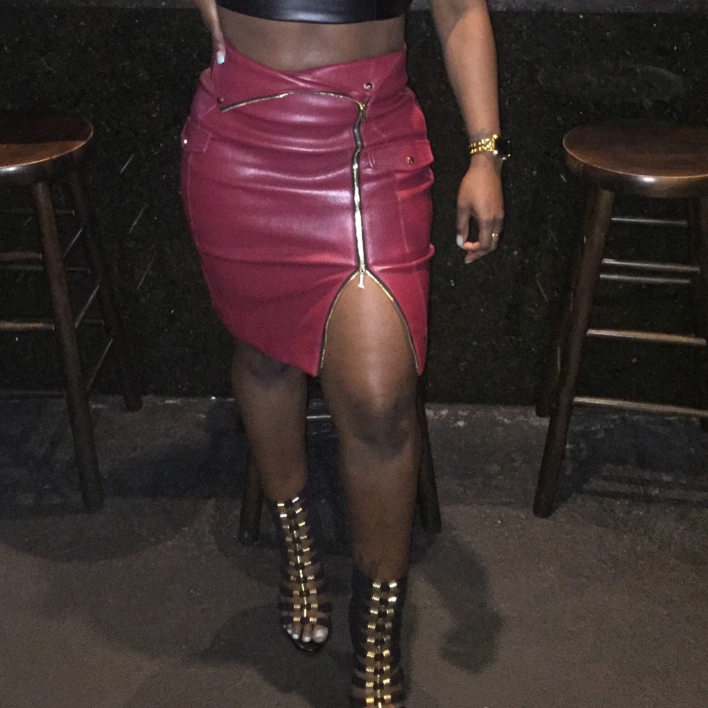 Red Leather skirt - worn once
